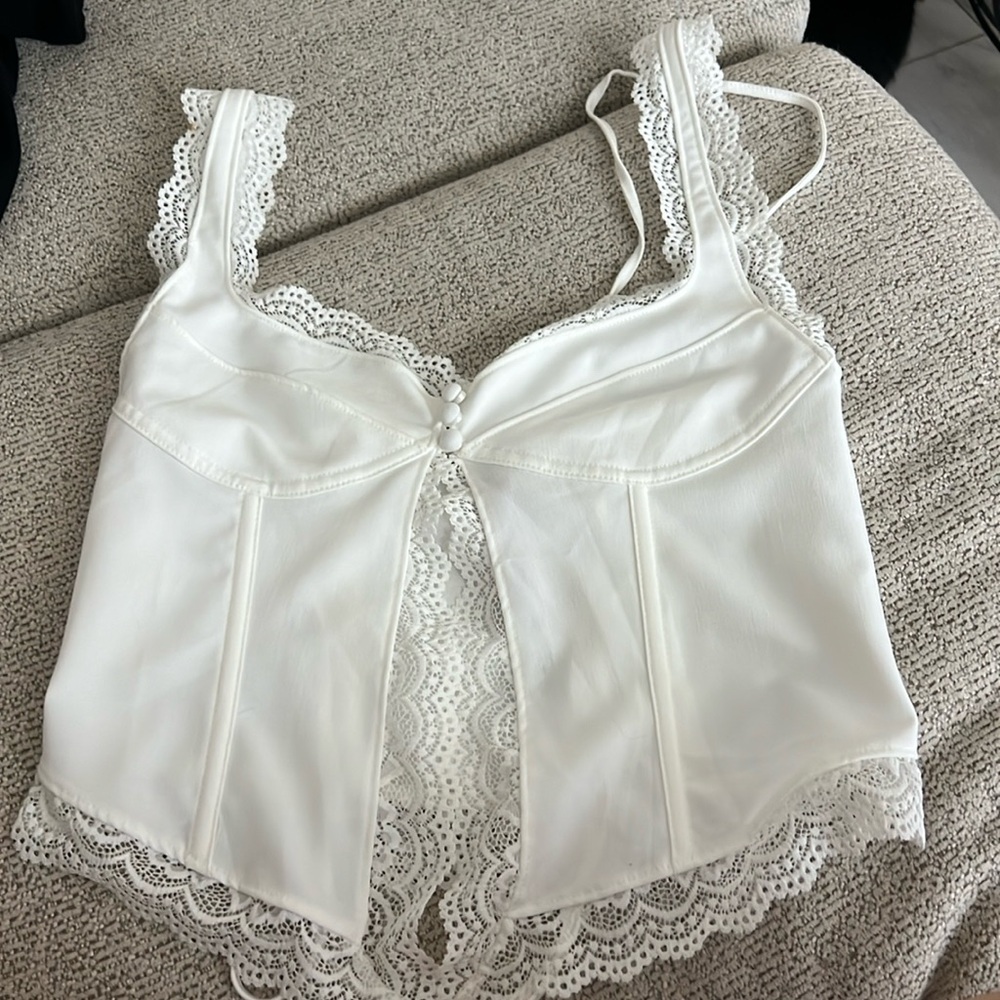 Urban Outfitters White Lace Corset Top